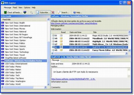 RSS Captor screenshot (resized)