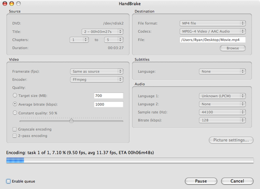 HandBrake screenshot