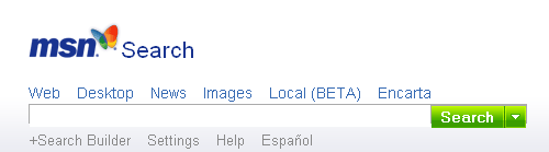 MSN Search interface (maart 2006)