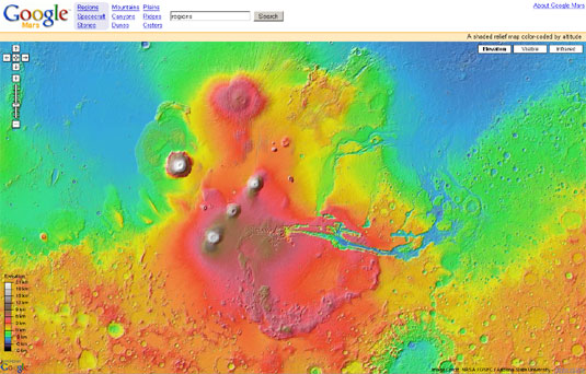 Google Mars-interface Google Mars-interface