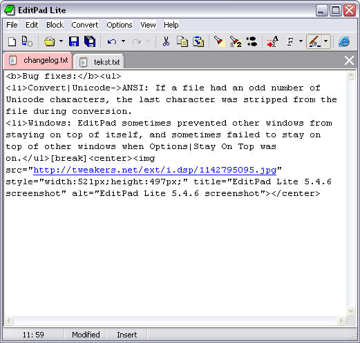 EditPad Lite 5.4.6 screenshot
