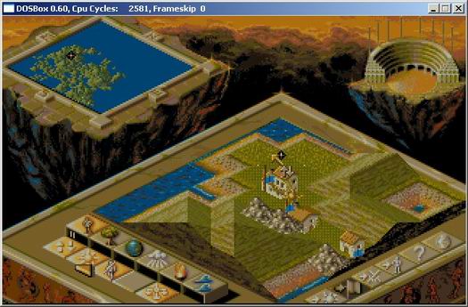 De klassieker Populous in DOSBox (resized)