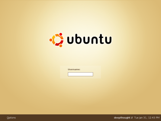 Ubuntu Linux 'Dapper Flight 4' - Inlogscherm