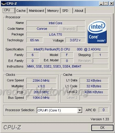 Conroe CPU-Z Conroe CPU-Z