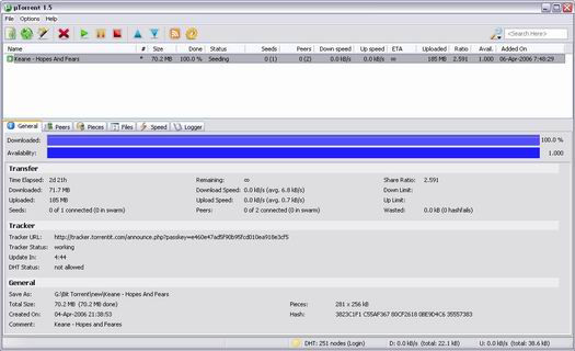 µTorrent 1.5 screenshot (resized)