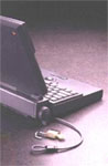 Laptop met beveiligingskoord