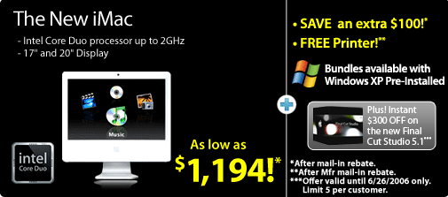 MacMall reclame voor iMac met Windows XP MacMall reclame voor iMac met Windows XP