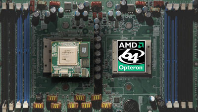 DRC-FPGA naast Opteron-chip