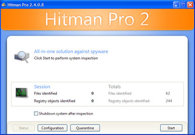 Hitman Pro 2.4 - beginscherm