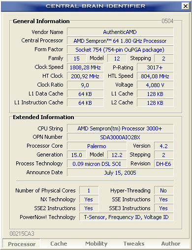 Central Brain Identifier 8.0 screenshot