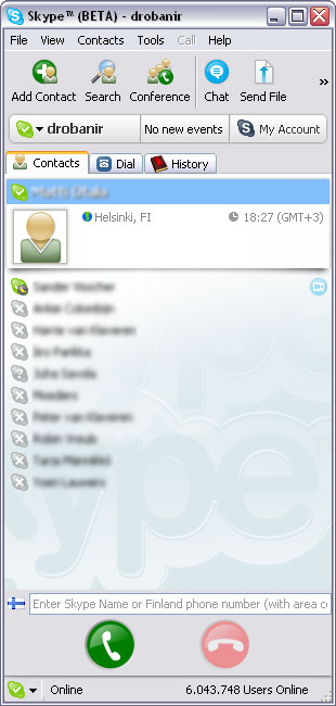 Skype for Windows 2.5.0.72 beta screenshot
