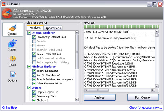 Crap Cleaner 1.29.295 screenshot (resized)