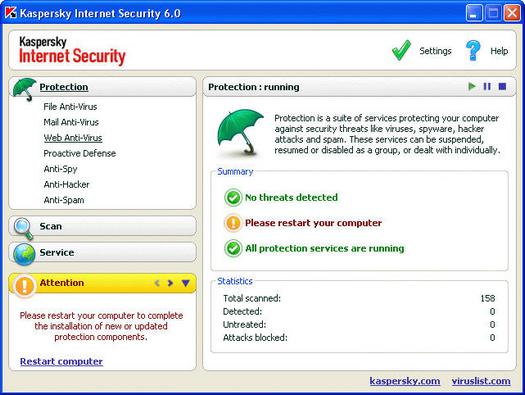 Kaspersky Internet Security 6.0 screenshot (resized)