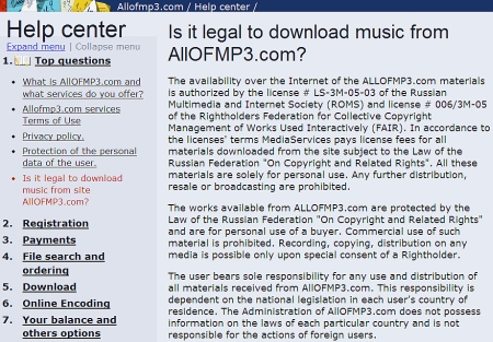 AllofMP3 legaliteit