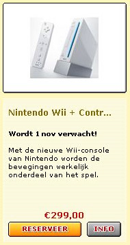Voorinschrijving Nintendo Wii bij Bart Smit op 31 mei, 's ochtends Voorinschrijving Nintendo Wii bij Bart Smit op 31 mei, 's ochtends