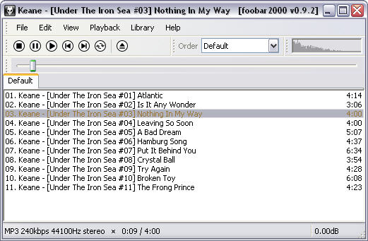 Foobar2000 0.9.2 screenshot