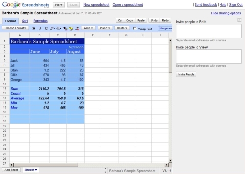 Google Spreadsheets (kleiner)