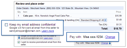 Google Checkout tijdens betaling