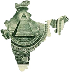Kaart India met dollarbiljet