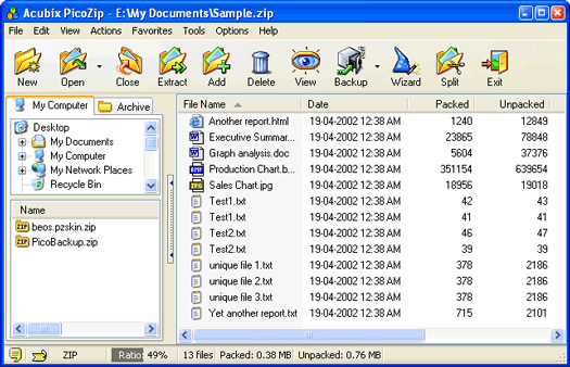 PicoZip screenshot (resized)