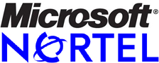 Microsoft- en Nortel-logo's