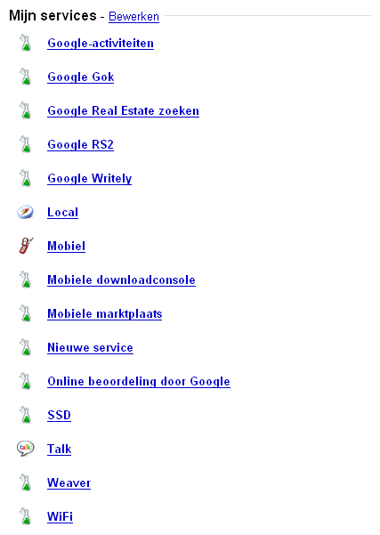 Google Sandbox met gekoppelde diensten