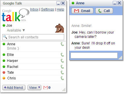 Google Talk screenshot