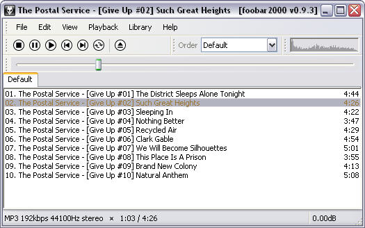 Foobar2000 0.9.3 screenshot