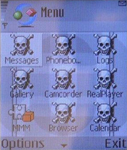 Symbian-mobieltje met Skulls-virus