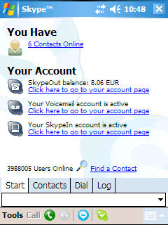 Skype for Pocket PC screenshot