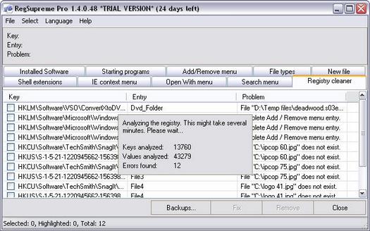 RegSupreme Pro 1.4.0.48 screenshot (resized)