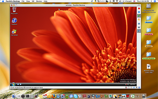 Parallels Desktop for Mac - Windows Vista draaiend onder Mac OS X (klein)