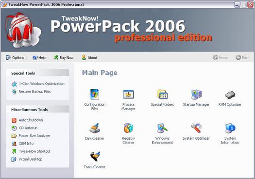 TweakNow PowerPack 2006 1.1.8 screenshot (resized)