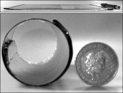 Prototype oprolbare metaalplaat
