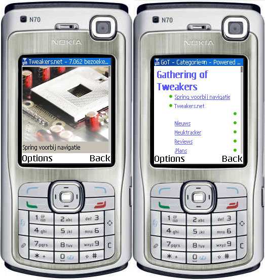 .mobi-versie Tweakers.net en GoT op Nokia n70