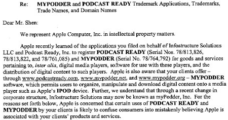 Apple: cease and desist