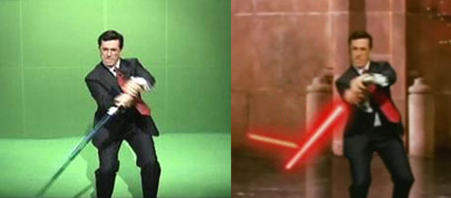 Stephen Colbert's 'Heroic Struggle' - rechts de door een fan gemaakte bewerking Stephen Colbert's 'Heroic Struggle' - rechts de door een fan gemaakte bewerking