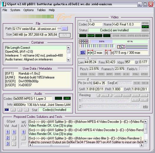 GSpot 2.60 beta 1 screenshot (resized)
