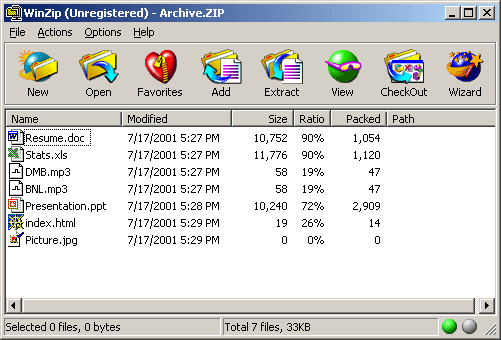 WinZip screenshot