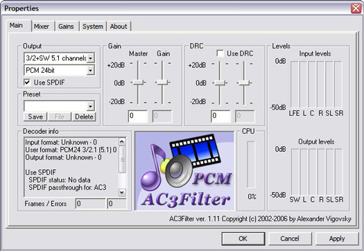 AC3Filter 1.11 screenshot (resized)