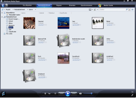 Windows Media Player 11 - Genreoverzicht