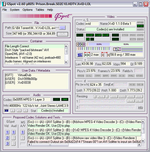GSpot 2.60 beta 5 screenshot (resized)