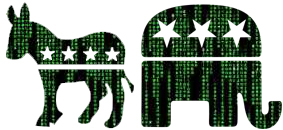 Matrix-versie logo's Amerikaanse partijen
