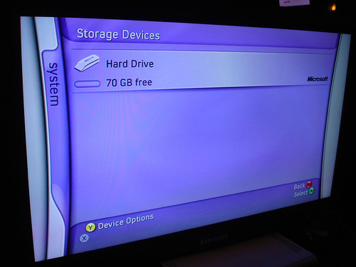 Xbox 360 met 70GB vrije schijfruimte