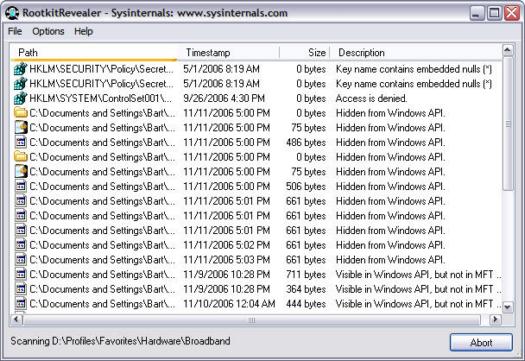 RootkitRevealer 1.71 screenshot (resized) RootkitRevealer 1.71 screenshot (resized)