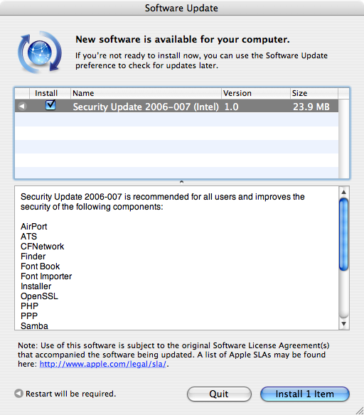 Apple Mac OS X Security Update 2006-007