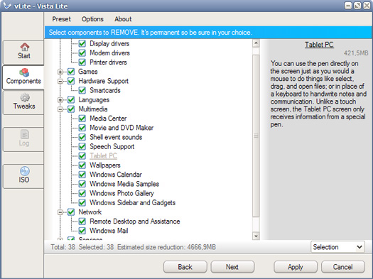 vLite 0.6 beta screenshot (resized)