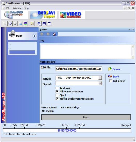 FinalBurner 1.8.0.67 screenshot (resized)