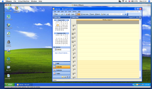 VMware Fusion met Windows XP op Mac OS X (kleiner) VMware Fusion met Windows XP op Mac OS X (kleiner)
