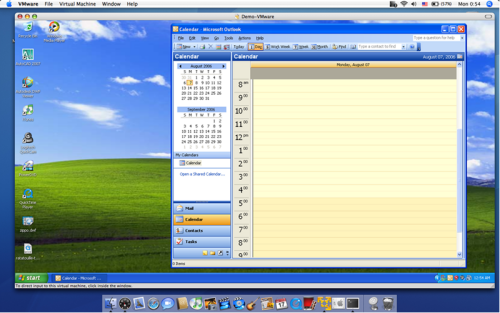 VMware Fusion met Windows XP op Mac OS X (kleiner) VMware Fusion met Windows XP op Mac OS X (kleiner)